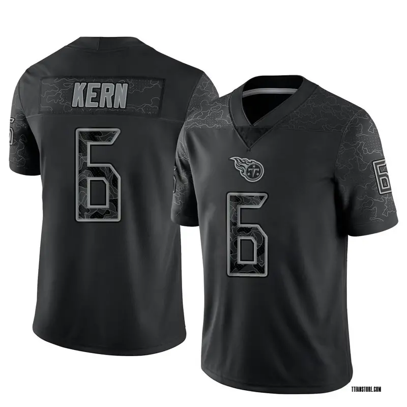 Youth Brett Kern Tennessee Titans Reflective Jersey - Black Limited